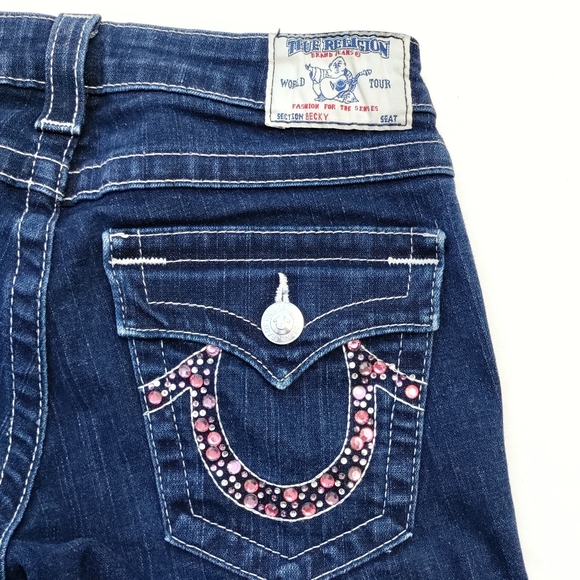 True Religion Denim - True Religion Becky Pink Crystal Flare Jeans Sz 27